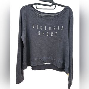 Victoria Sport Gray Cropped Sweatshirt Long Sleeve Small